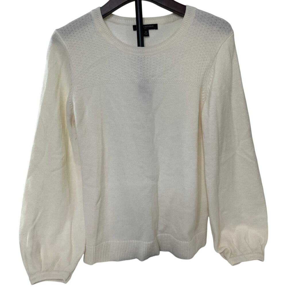 BANANA REPUBLIC Cream Wool Blend Super Soft Pullover Sweater Size Medium